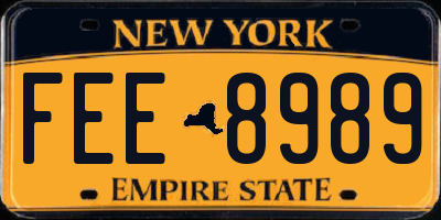 NY license plate FEE8989