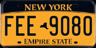 NY license plate FEE9080