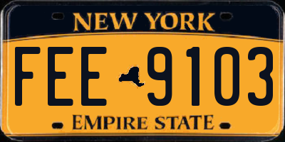 NY license plate FEE9103