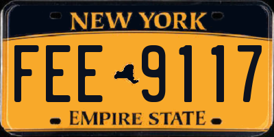 NY license plate FEE9117