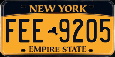 NY license plate FEE9205