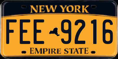 NY license plate FEE9216