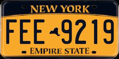 NY license plate FEE9219