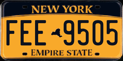 NY license plate FEE9505