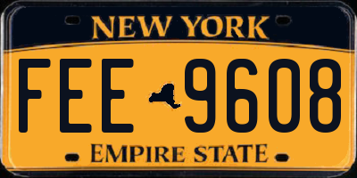NY license plate FEE9608