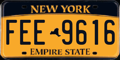 NY license plate FEE9616