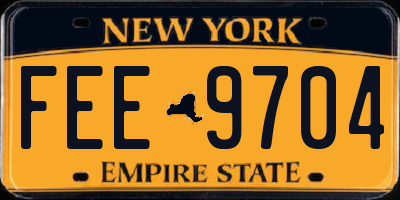NY license plate FEE9704