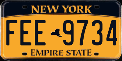 NY license plate FEE9734