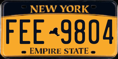 NY license plate FEE9804