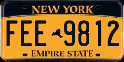 NY license plate FEE9812