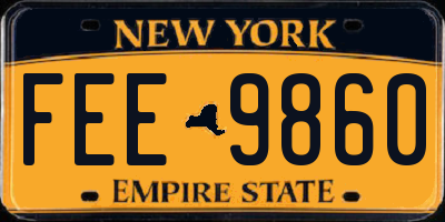 NY license plate FEE9860