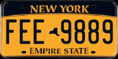 NY license plate FEE9889