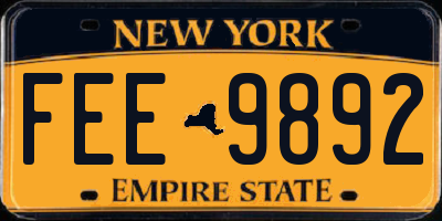 NY license plate FEE9892
