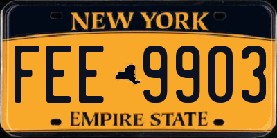 NY license plate FEE9903