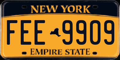 NY license plate FEE9909
