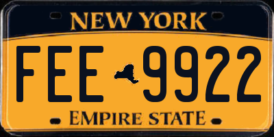 NY license plate FEE9922