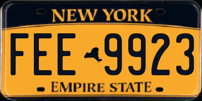NY license plate FEE9923
