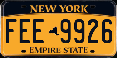 NY license plate FEE9926