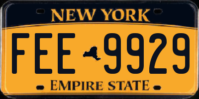 NY license plate FEE9929