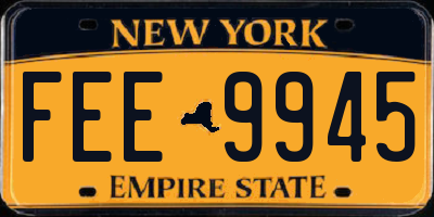 NY license plate FEE9945