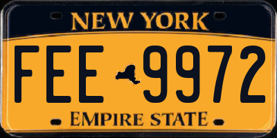 NY license plate FEE9972