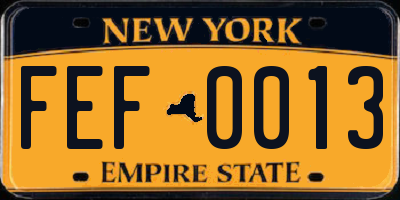 NY license plate FEF0013