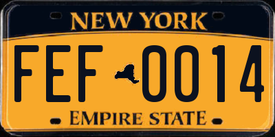 NY license plate FEF0014
