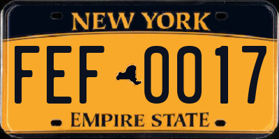 NY license plate FEF0017