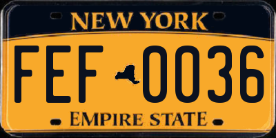 NY license plate FEF0036