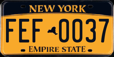 NY license plate FEF0037