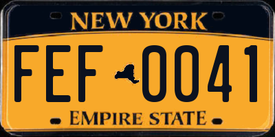NY license plate FEF0041