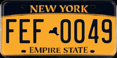 NY license plate FEF0049