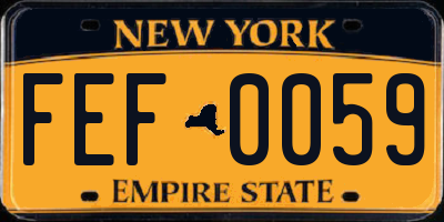 NY license plate FEF0059