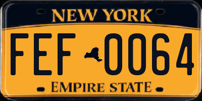 NY license plate FEF0064