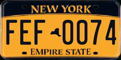 NY license plate FEF0074