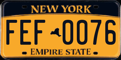 NY license plate FEF0076