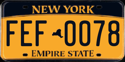NY license plate FEF0078