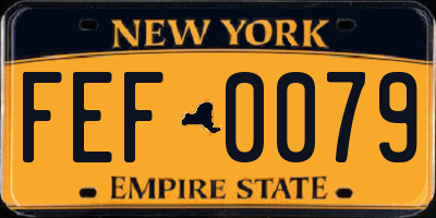 NY license plate FEF0079