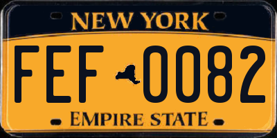 NY license plate FEF0082