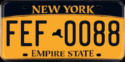 NY license plate FEF0088