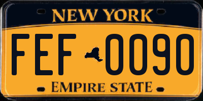 NY license plate FEF0090