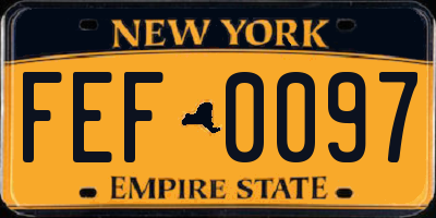 NY license plate FEF0097