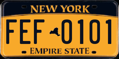 NY license plate FEF0101