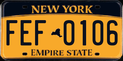 NY license plate FEF0106