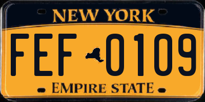 NY license plate FEF0109