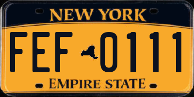 NY license plate FEF0111