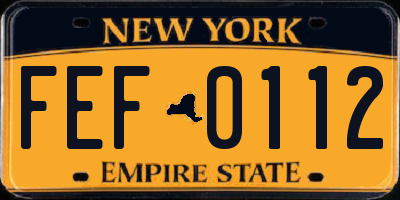 NY license plate FEF0112