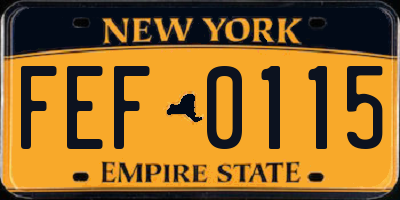 NY license plate FEF0115