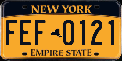 NY license plate FEF0121