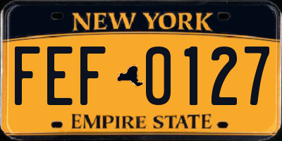 NY license plate FEF0127